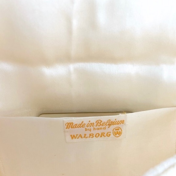 Vintage 1950s Walborg ivory beaded envelope evening clutch handmade in Belgium - Picture 4 of 10